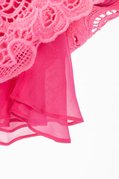 Oscar de la Renta SS13 Runway Pink Cotton Crochet-Lace Top