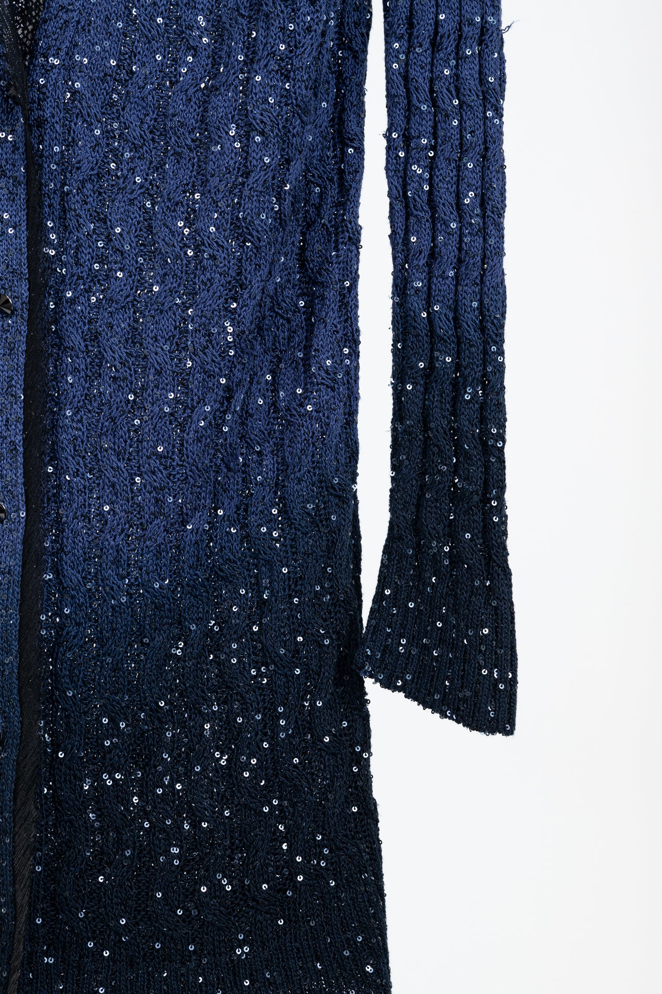 Oscar de la Renta AW/10 Blue-Ombre Silk-Blend Sequined Cable-Knit Cardigan