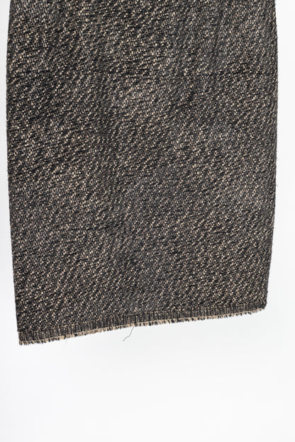 Oscar de la Renta AW07 Runway Brown & Black Wool-Tweed Fringe-Hem Pencil Skirt
