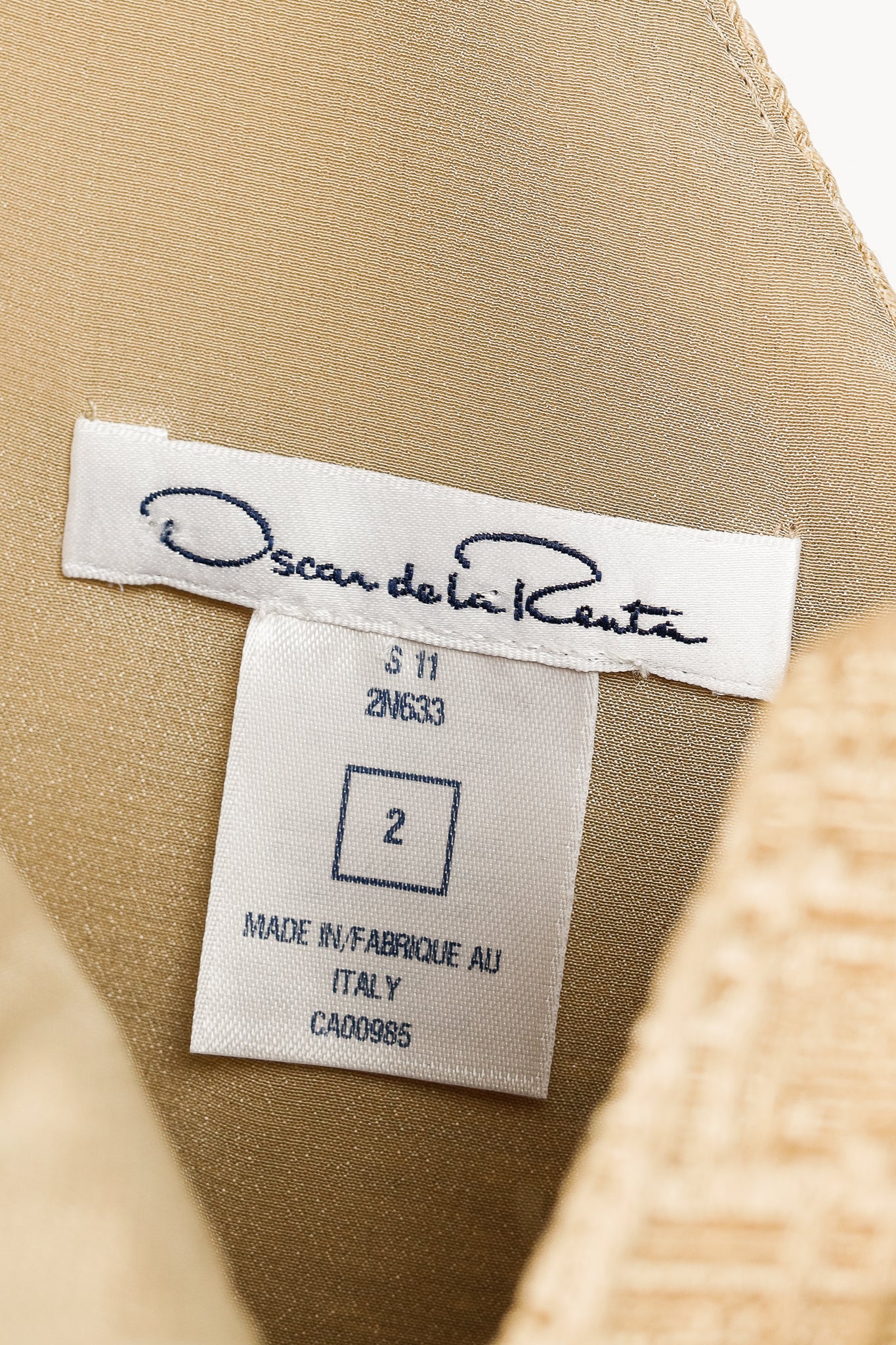 Oscar de la Renta SS/11 Champagne-Gold Jacquard Sleeveless Pleated Dress