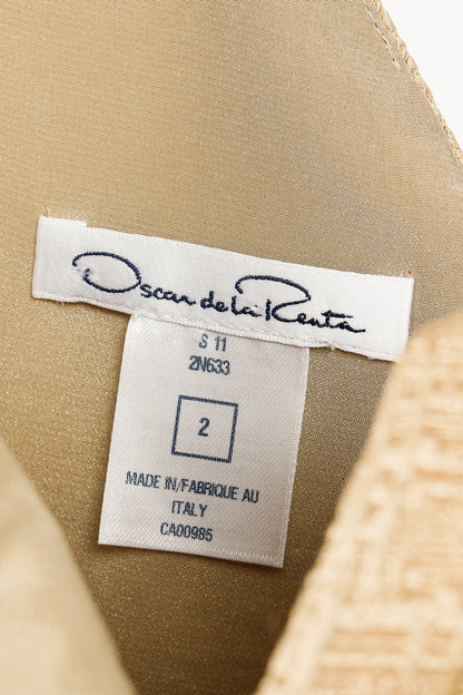 Oscar de la Renta SS/11 Champagne-Gold Jacquard Sleeveless Pleated Dress