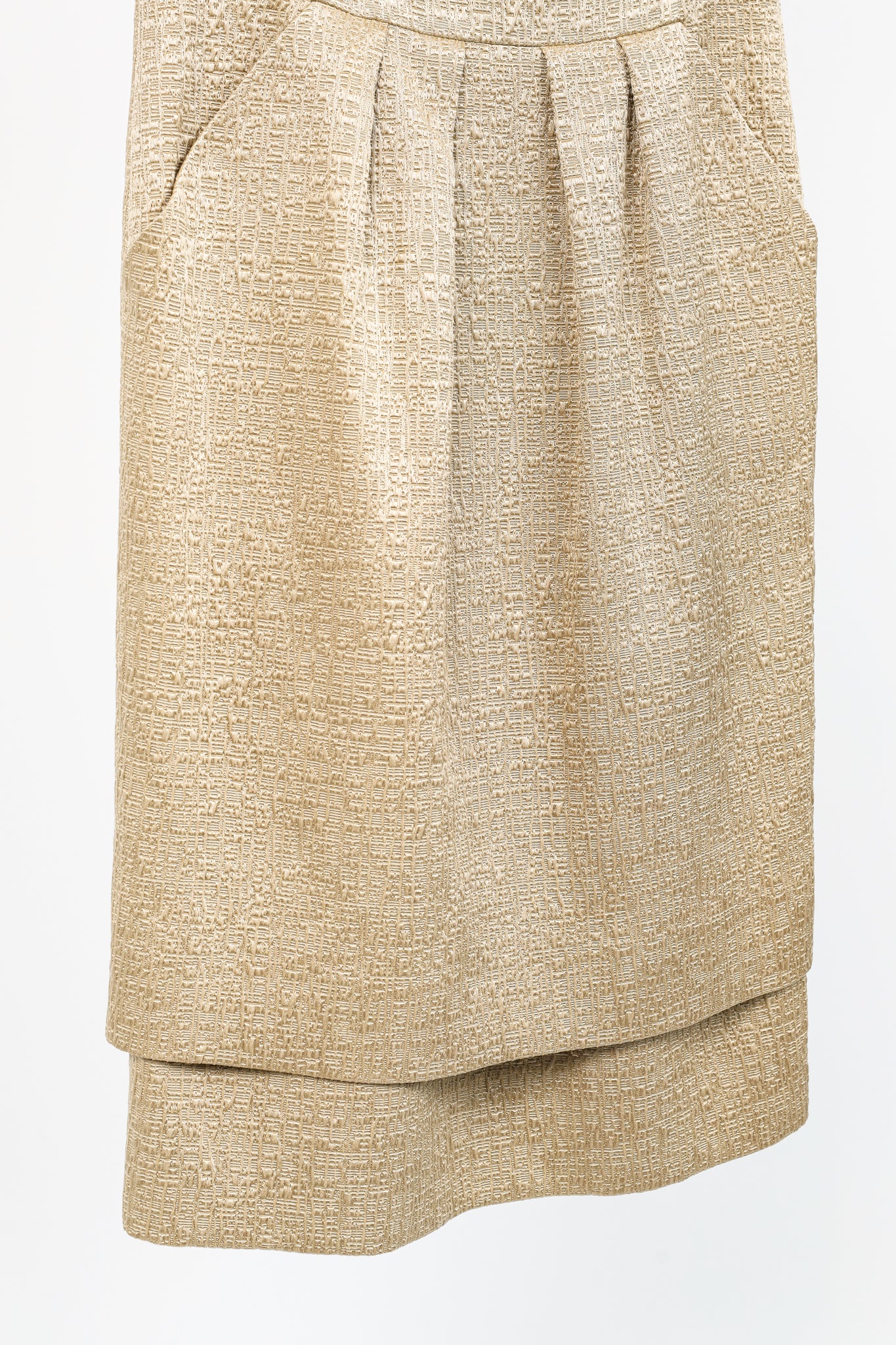 Oscar de la Renta SS/11 Champagne-Gold Jacquard Sleeveless Pleated Dress