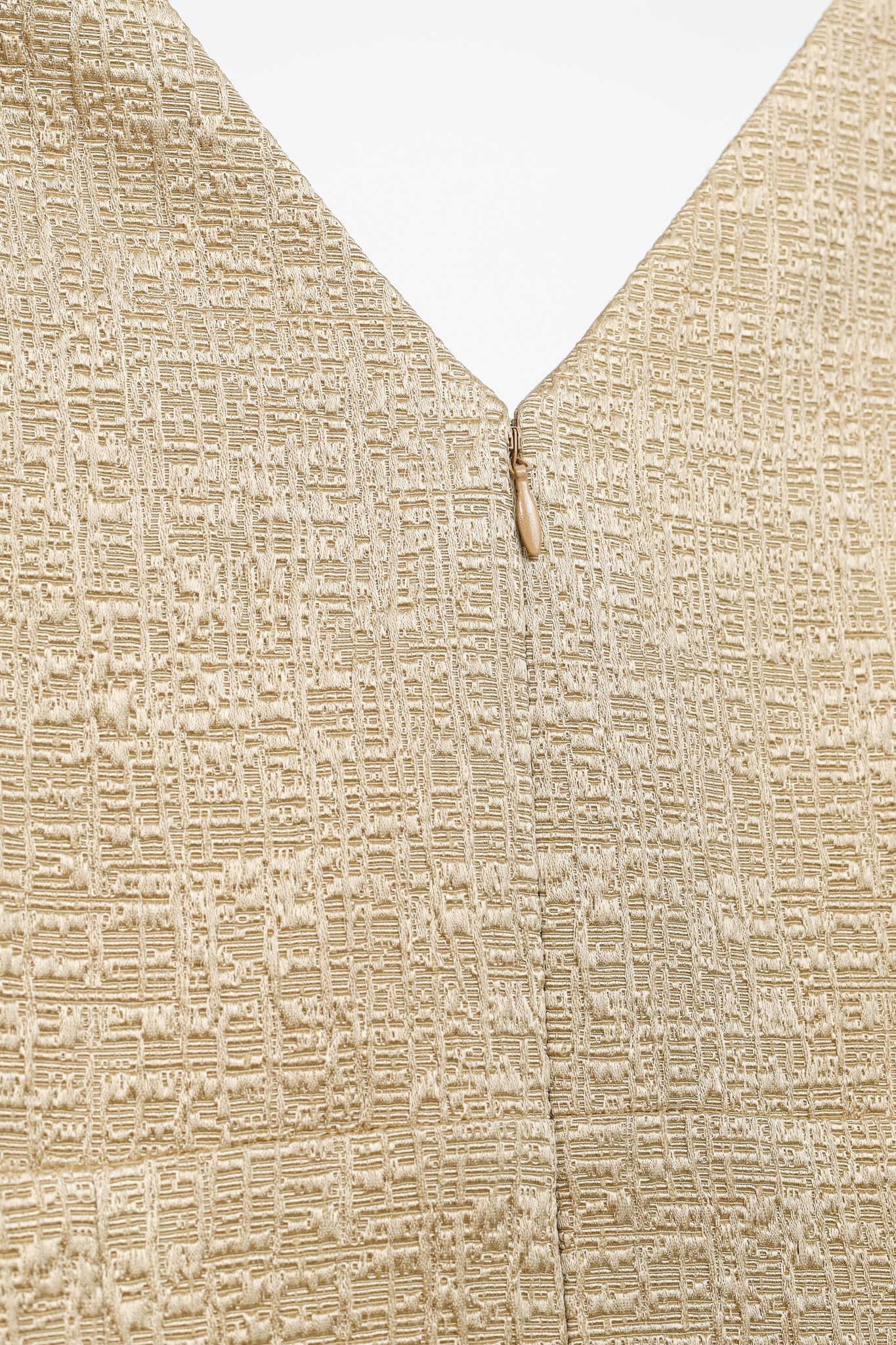 Oscar de la Renta SS/11 Champagne-Gold Jacquard Sleeveless Pleated Dress