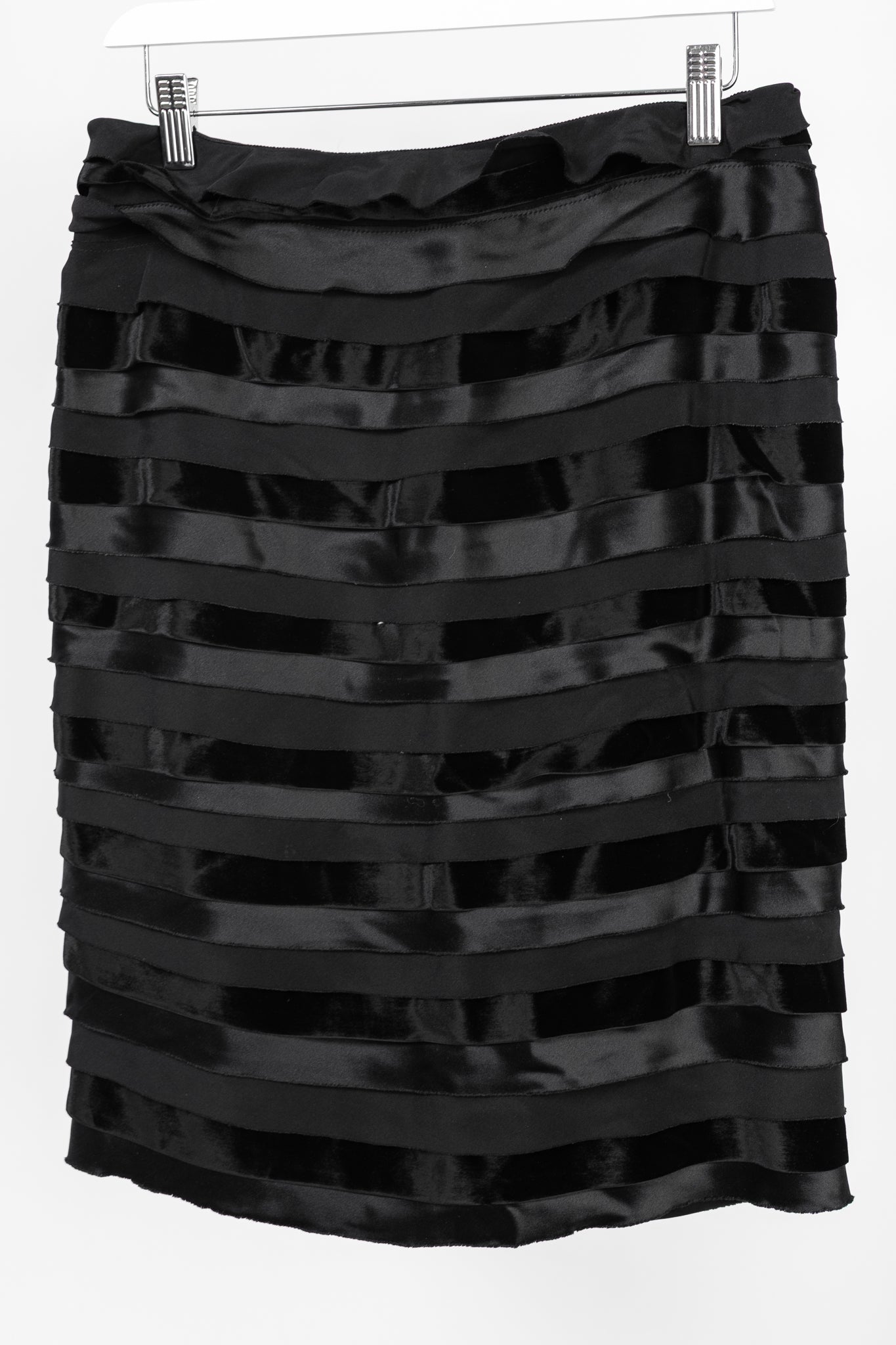 Oscar de la Renta AW/14 Runway Black Satin, Crepe & Velvet Pencil Skirt