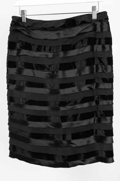 Oscar de la Renta AW/14 Runway Black Satin, Crepe & Velvet Pencil Skirt