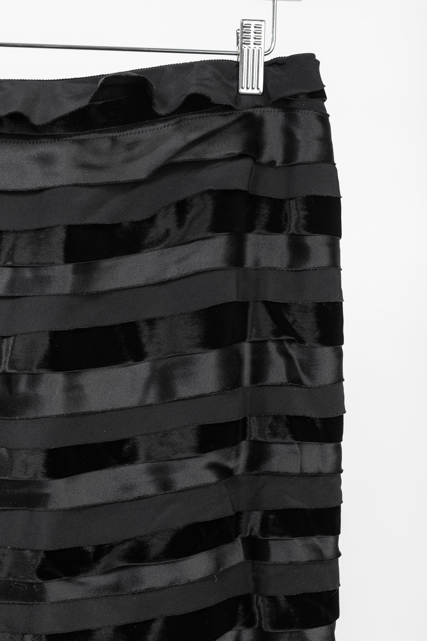 Oscar de la Renta AW/14 Runway Black Satin, Crepe & Velvet Pencil Skirt