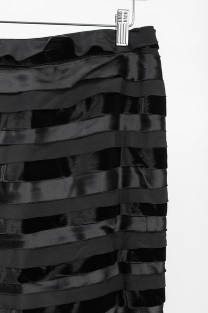Oscar de la Renta AW/14 Runway Black Satin, Crepe & Velvet Pencil Skirt