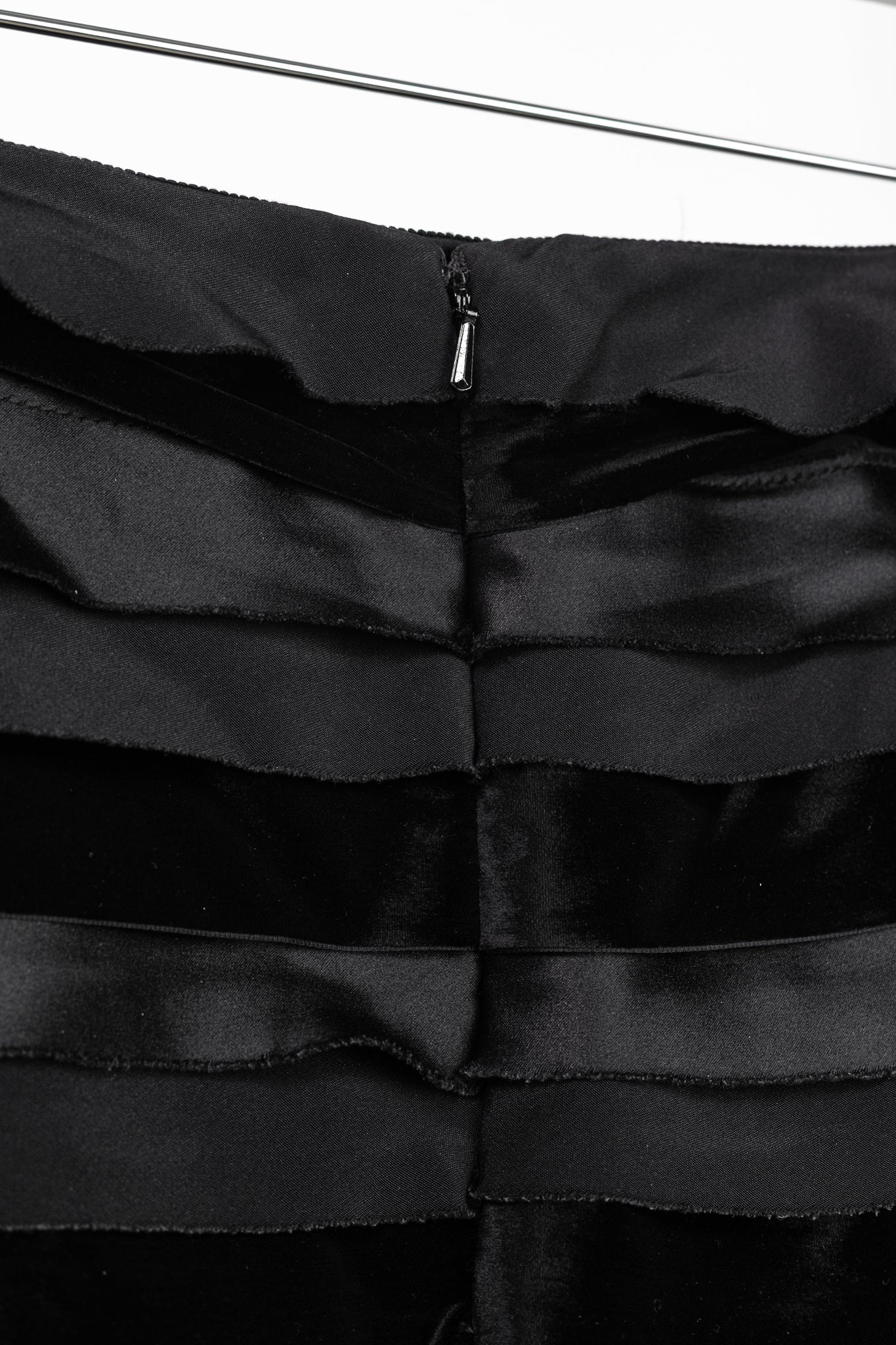 Oscar de la Renta AW/14 Runway Black Satin, Crepe & Velvet Pencil Skirt