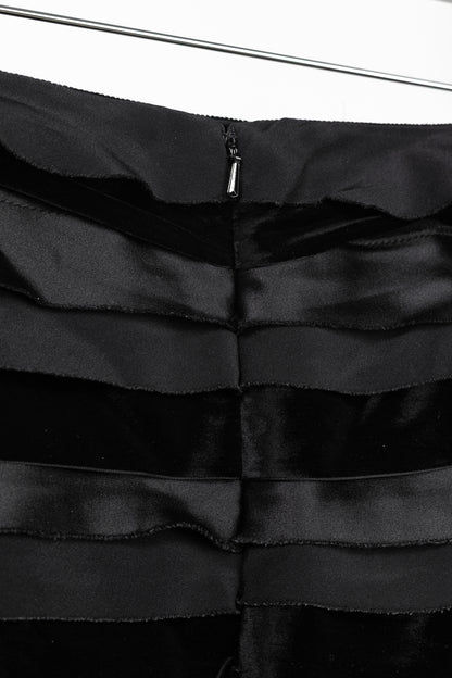 Oscar de la Renta AW/14 Runway Black Satin, Crepe & Velvet Pencil Skirt