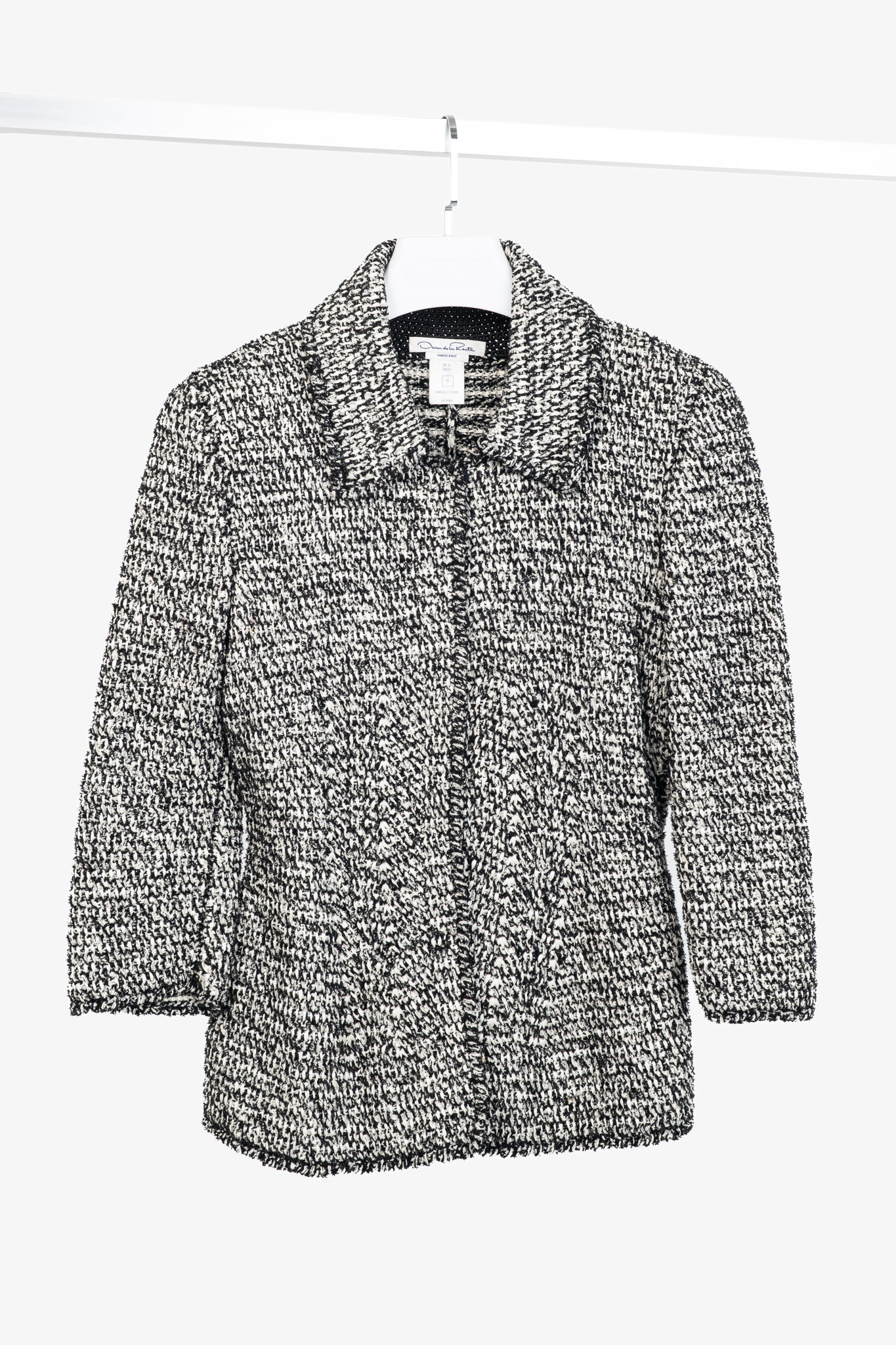 Oscar de la Renta PF/12 White & Black Silk-Blend Knit Blazer