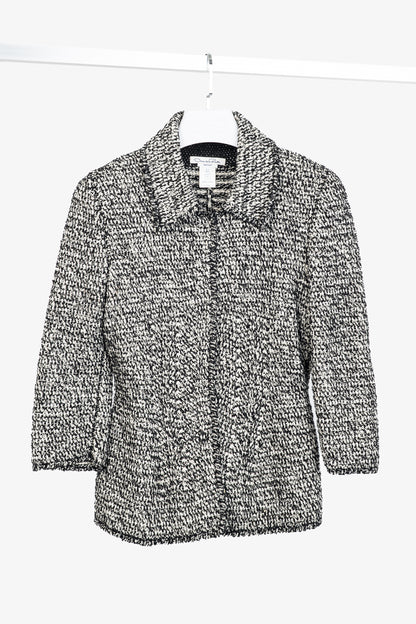 Oscar de la Renta PF/12 White & Black Silk-Blend Knit Blazer