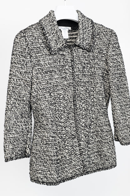 Oscar de la Renta PF/12 White & Black Silk-Blend Knit Blazer