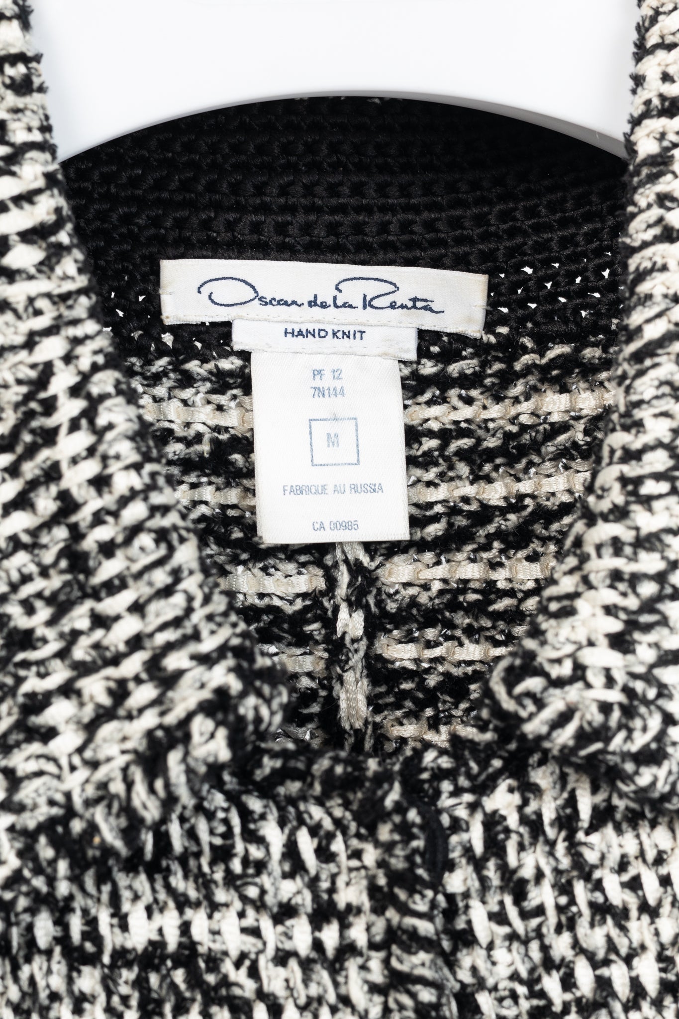 Oscar de la Renta PF/12 White & Black Silk-Blend Knit Blazer
