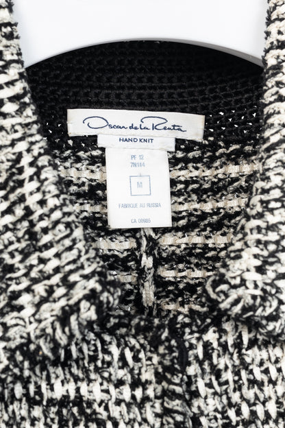 Oscar de la Renta PF/12 White & Black Silk-Blend Knit Blazer