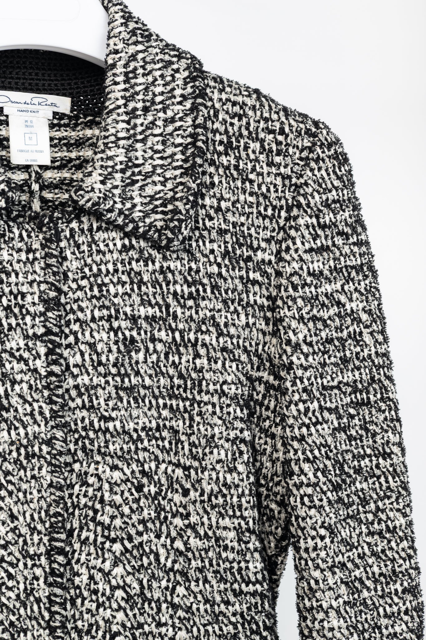 Oscar de la Renta PF/12 White & Black Silk-Blend Knit Blazer