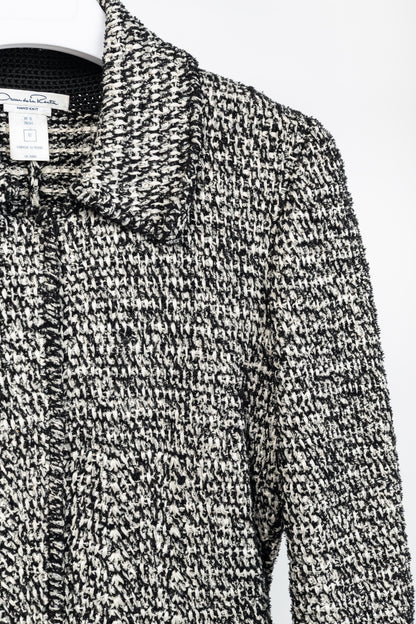 Oscar de la Renta PF/12 White & Black Silk-Blend Knit Blazer