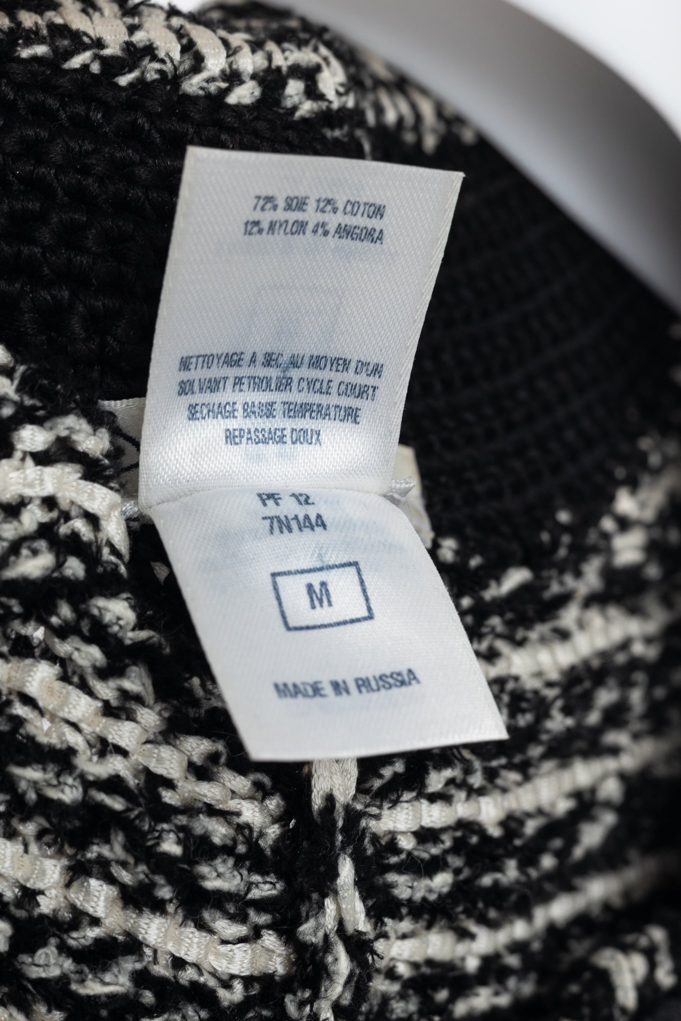 Oscar de la Renta PF/12 White & Black Silk-Blend Knit Blazer