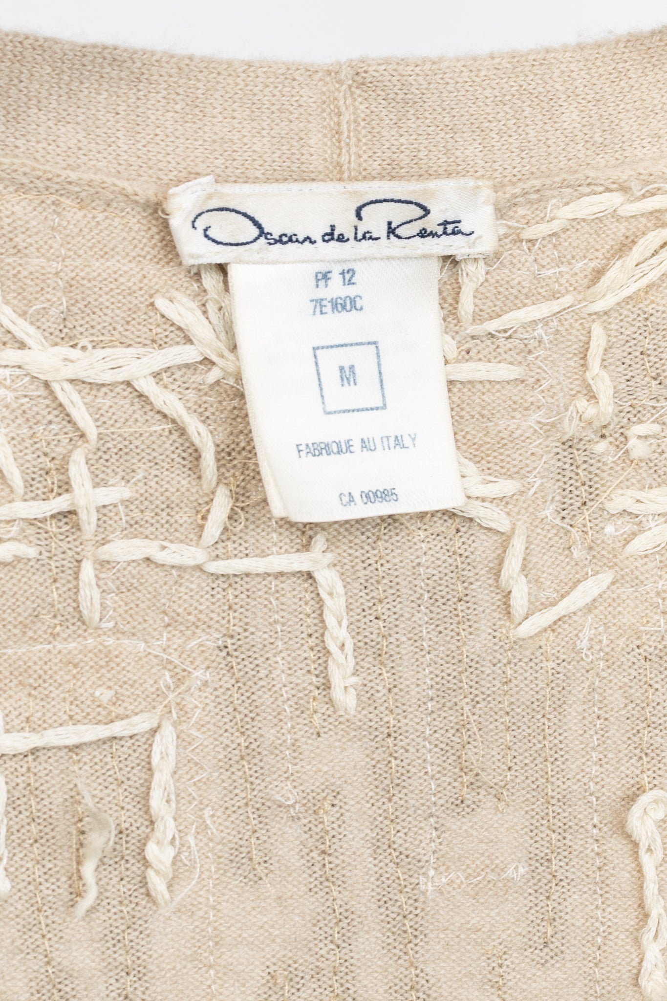 Oscar de la Renta PF/12 Runway Beige Cashmere Sequined Embroidered Cardigan