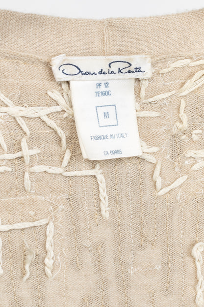 Oscar de la Renta PF/12 Runway Beige Cashmere Sequined Embroidered Cardigan