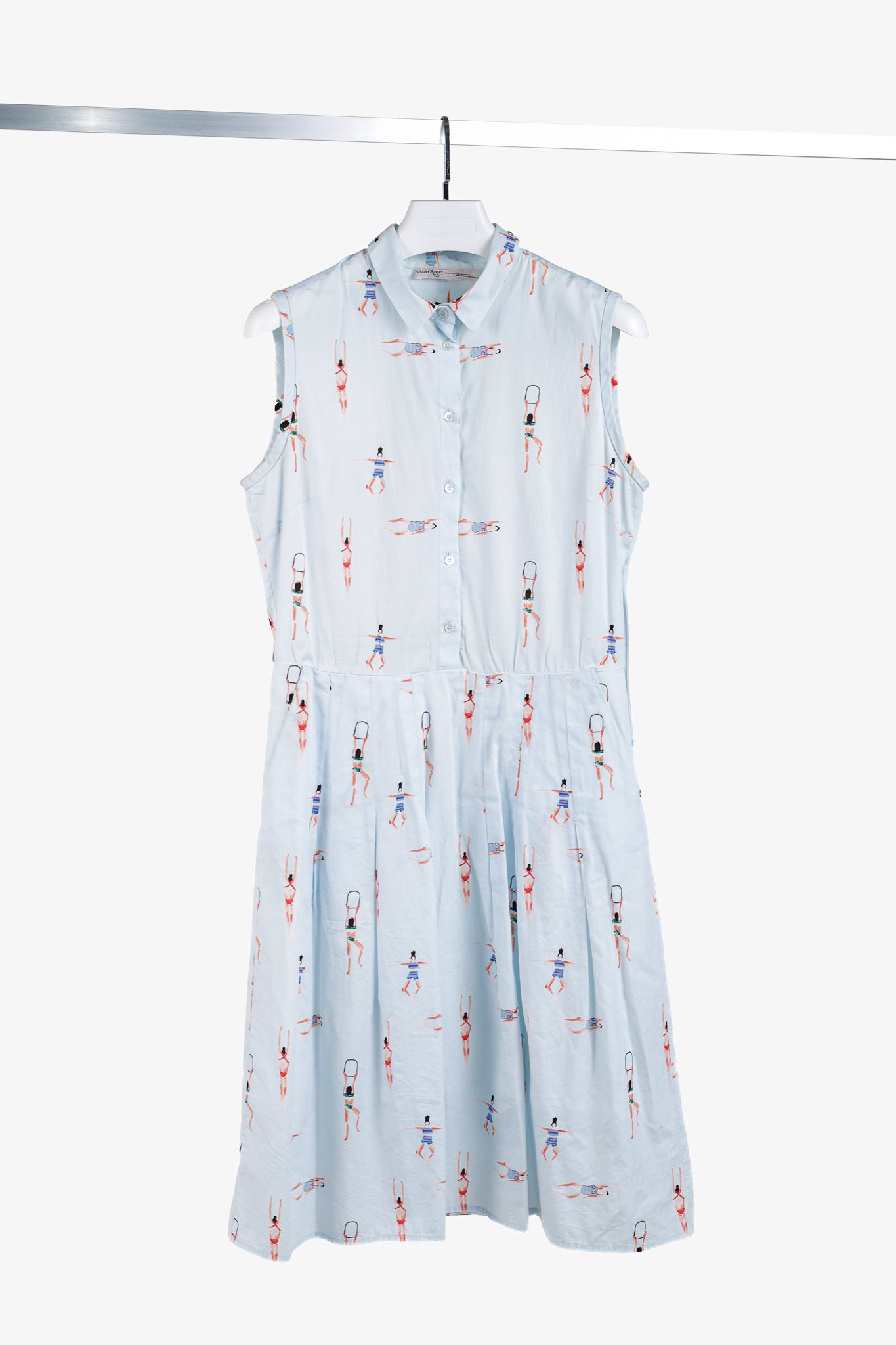 Ottod’Ame Swimmers Blue Sleeveless Poplin Shirtdress