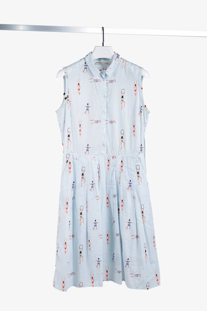 Ottod’Ame Swimmers Blue Sleeveless Poplin Shirtdress