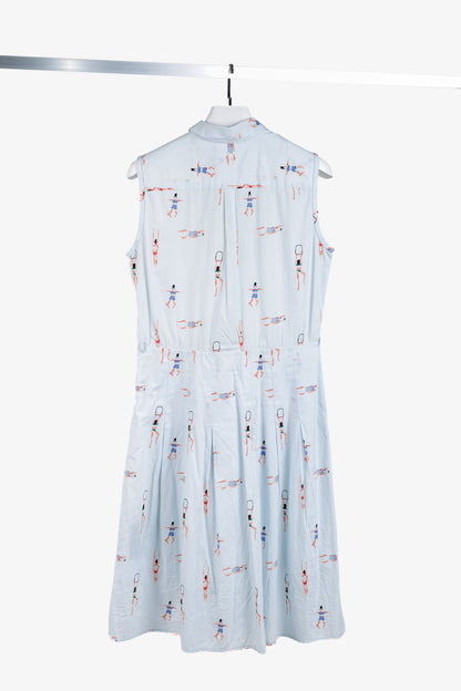 Ottod’Ame Swimmers Blue Sleeveless Poplin Shirtdress