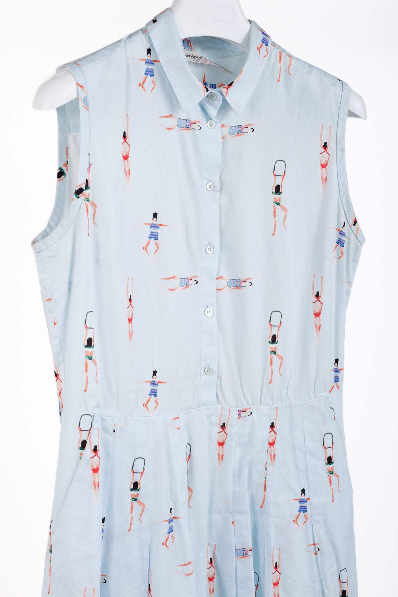Ottod’Ame Swimmers Blue Sleeveless Poplin Shirtdress