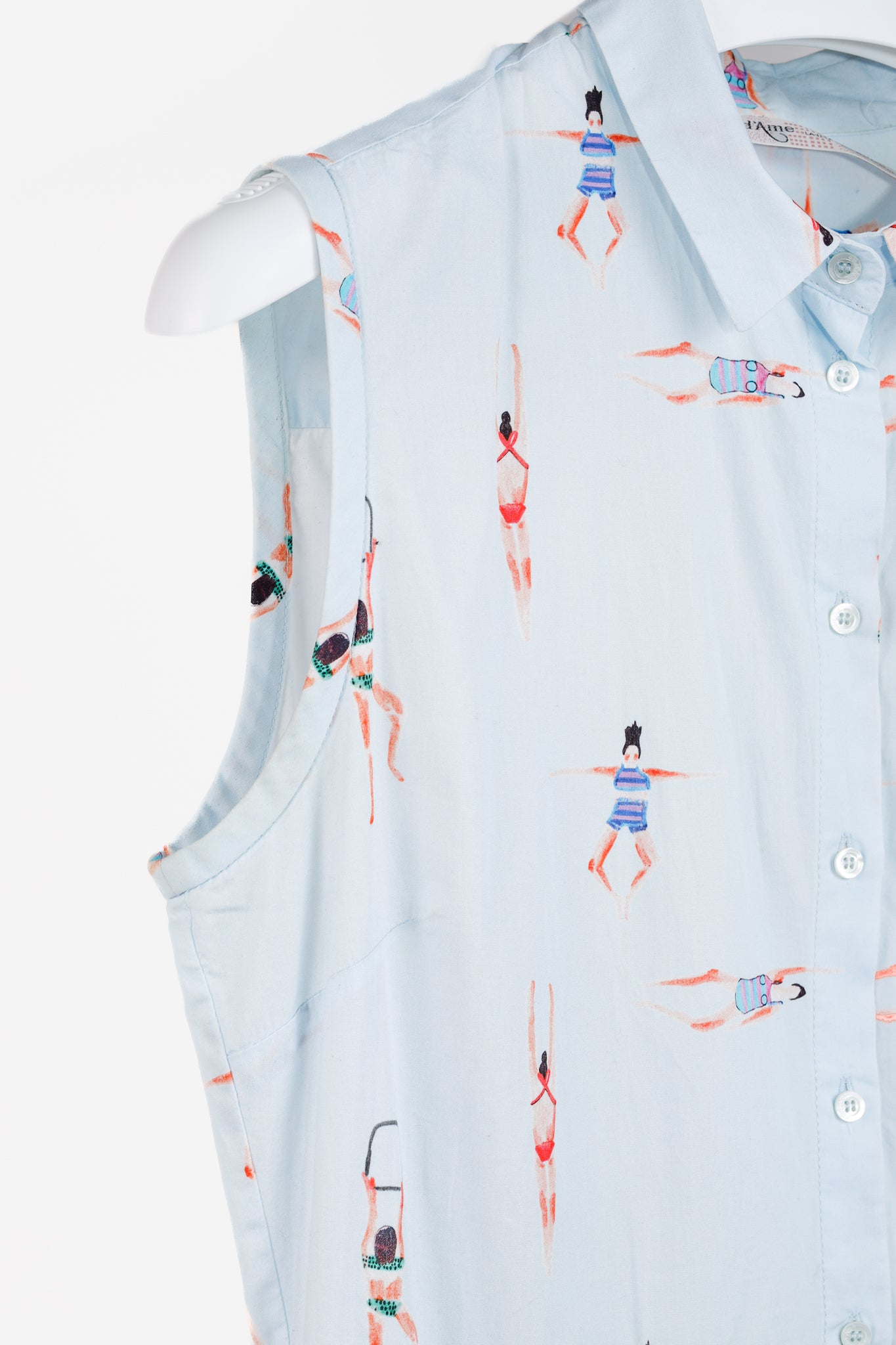 Ottod’Ame Swimmers Blue Sleeveless Poplin Shirtdress