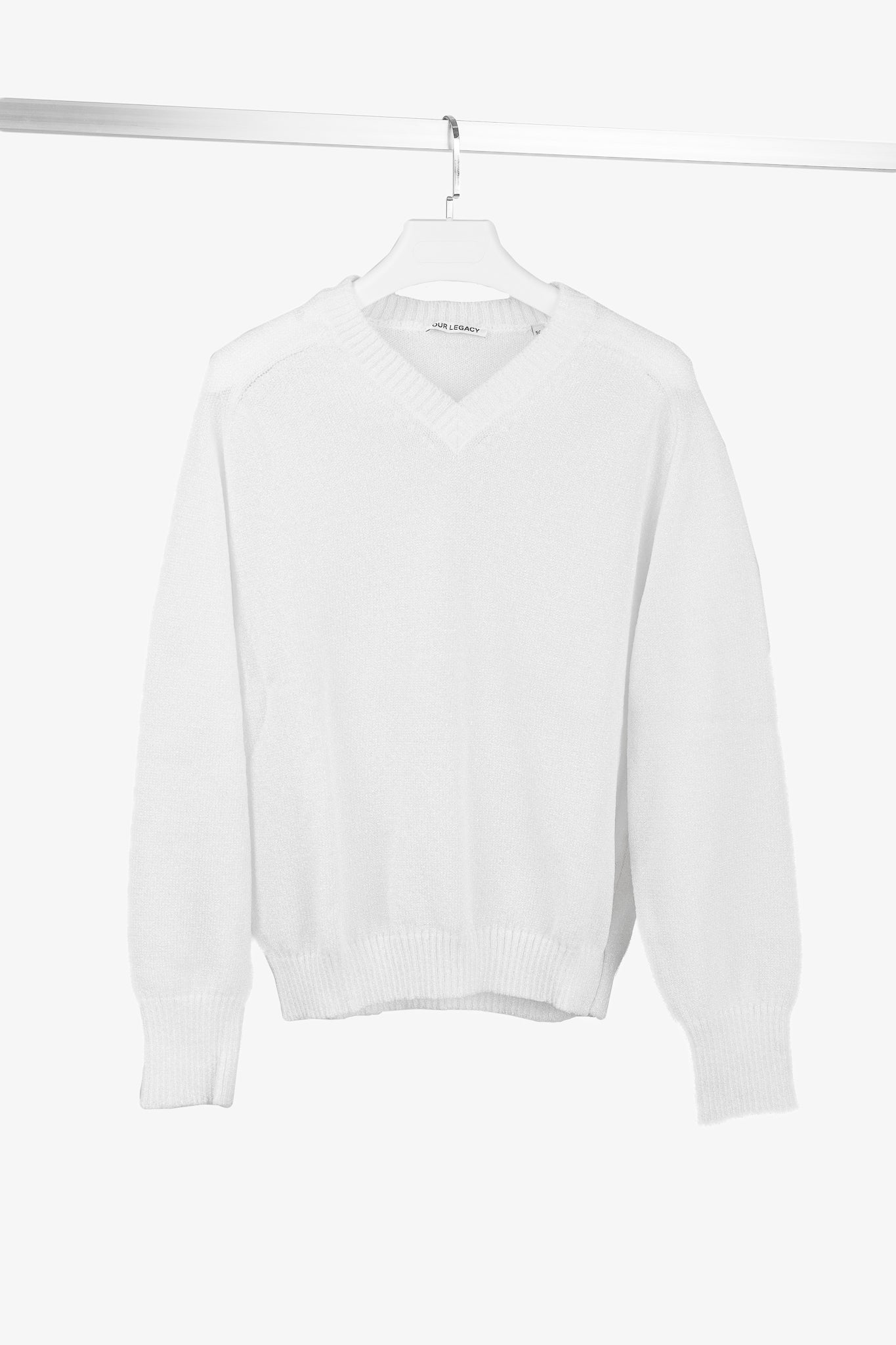 Our Legacy White Transparent Bubble Knit V-Neck Raglan Sweater