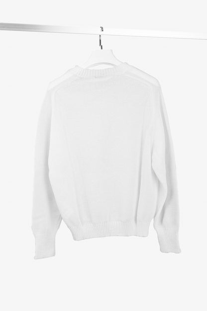 Our Legacy White Transparent Bubble Knit V-Neck Raglan Sweater