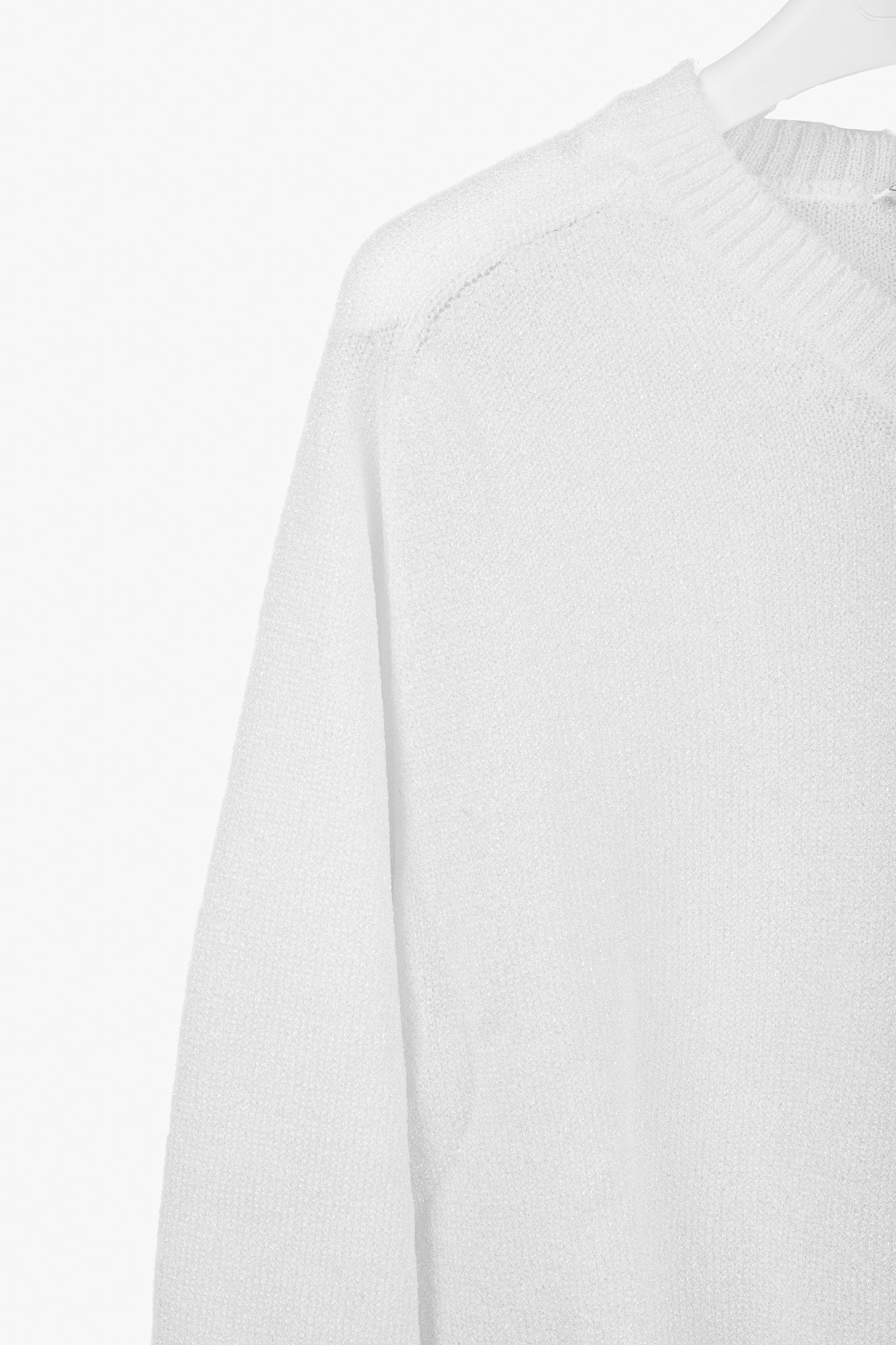 Our Legacy White Transparent Bubble Knit V-Neck Raglan Sweater