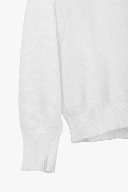 Our Legacy White Transparent Bubble Knit V-Neck Raglan Sweater