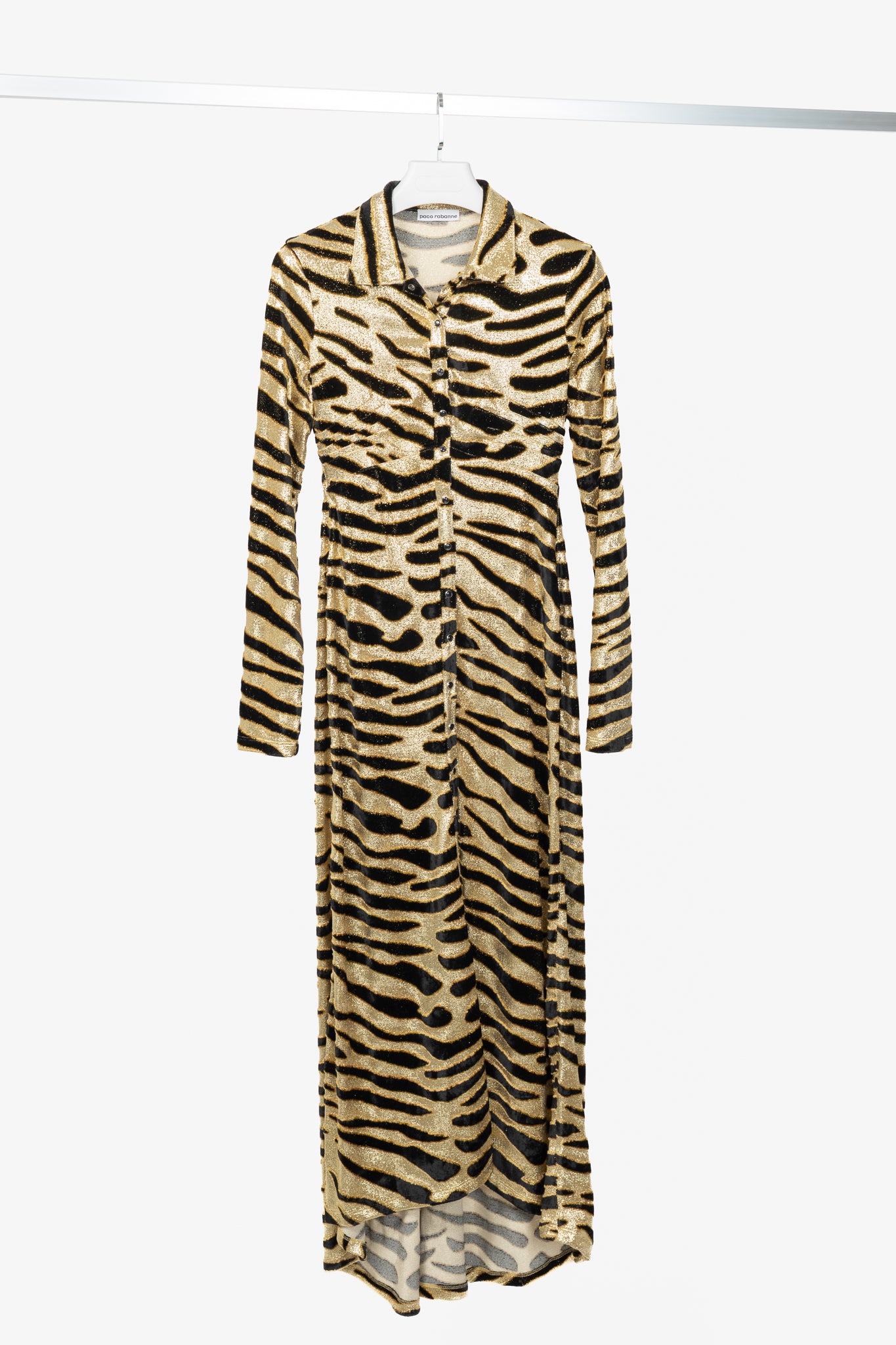Paco Rabanne AW19 Gold Tiger Jacquard Metallic Maxi Dress