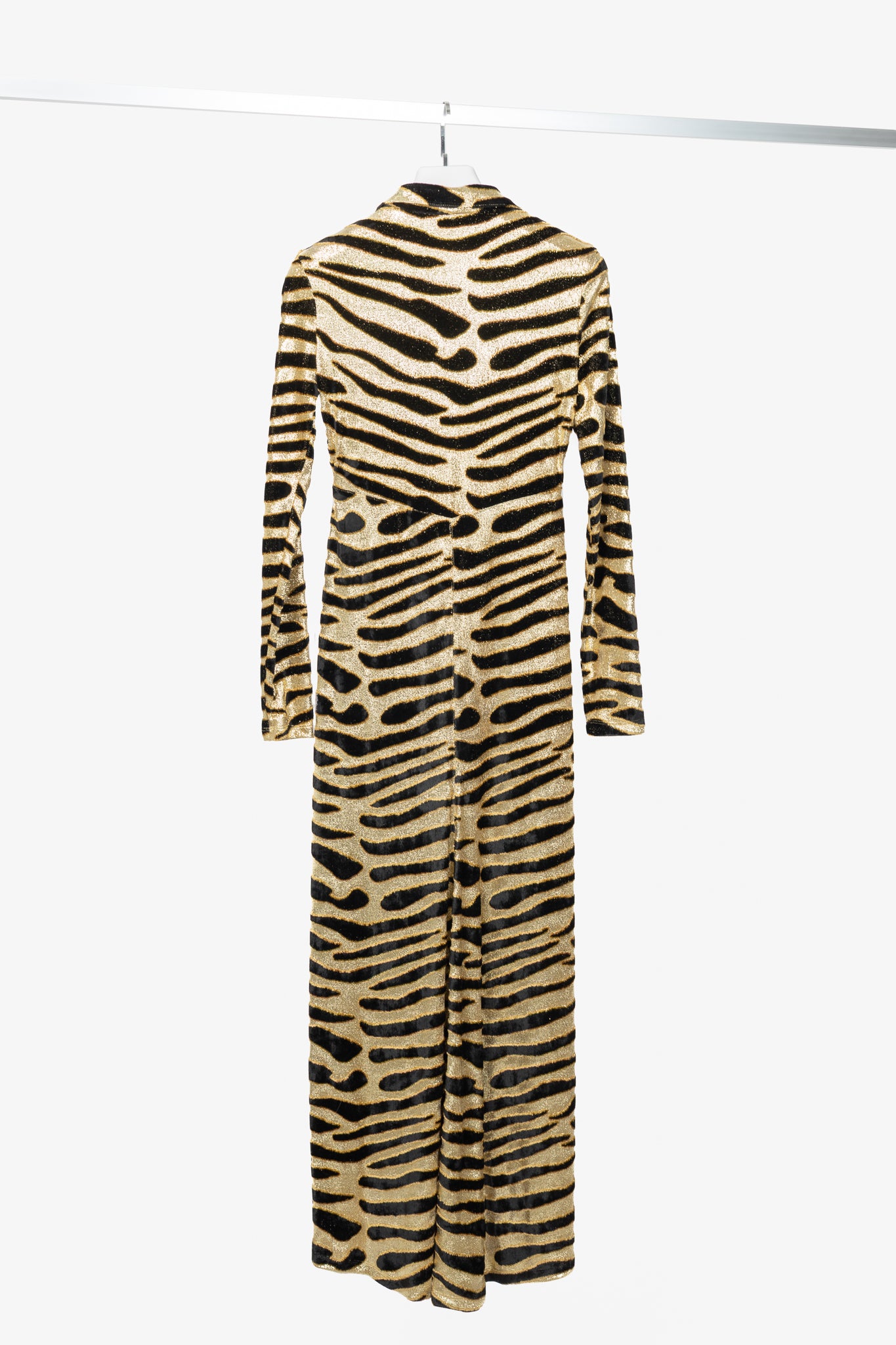 Paco Rabanne AW19 Gold Tiger Jacquard Metallic Maxi Dress