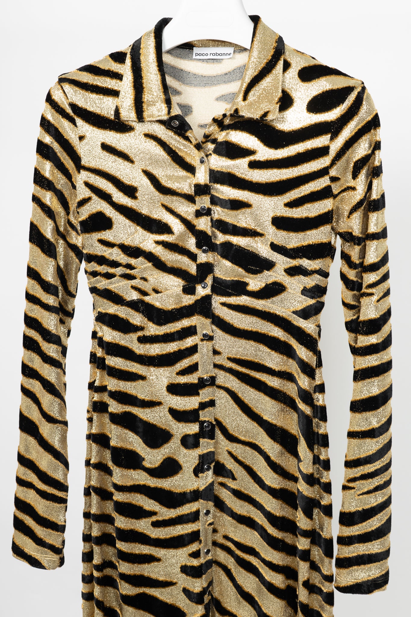 Paco Rabanne AW19 Gold Tiger Jacquard Metallic Maxi Dress