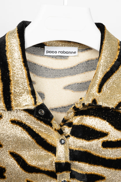 Paco Rabanne AW19 Gold Tiger Jacquard Metallic Maxi Dress