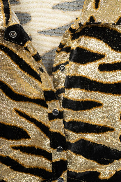 Paco Rabanne AW19 Gold Tiger Jacquard Metallic Maxi Dress