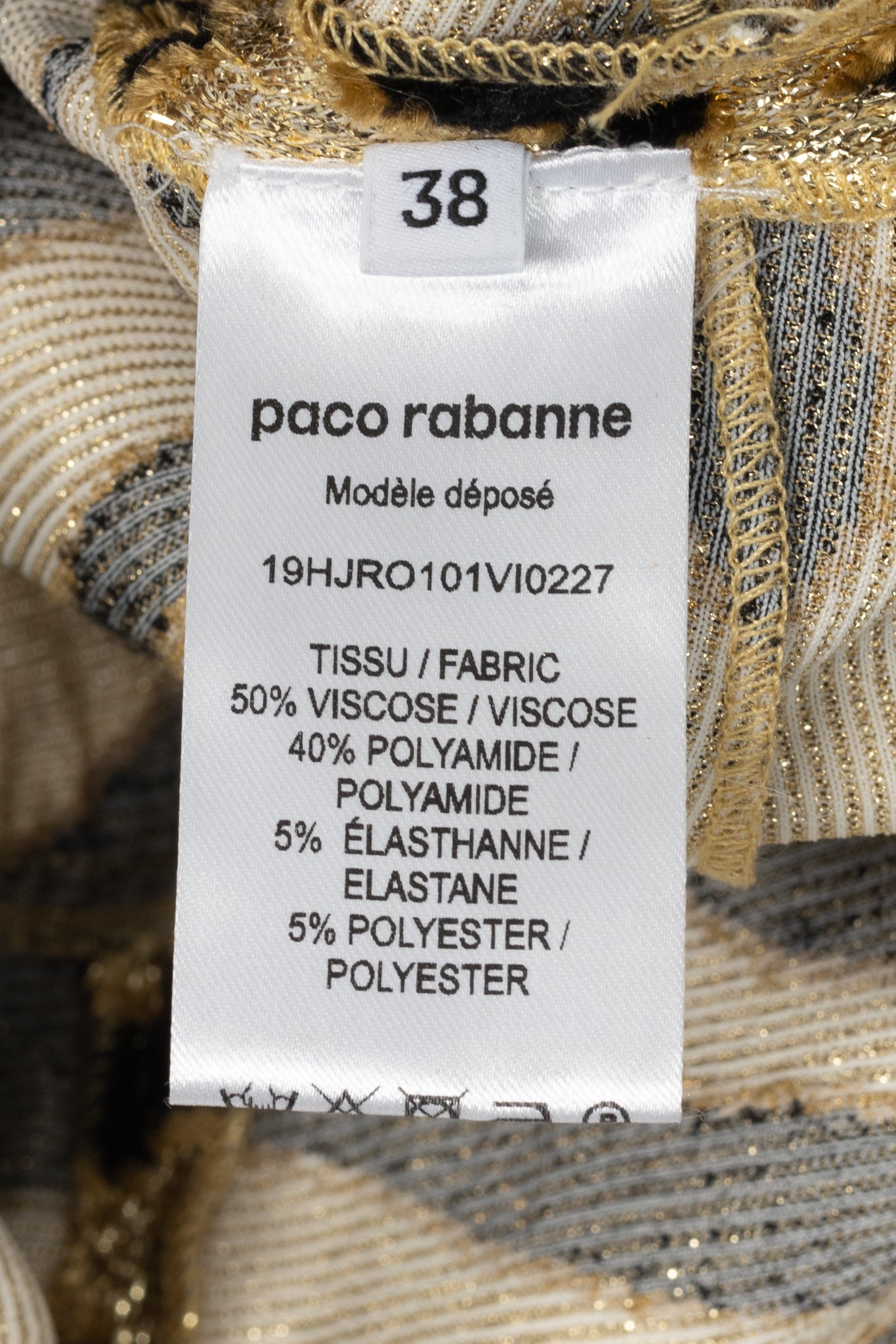 Paco Rabanne AW19 Gold Tiger Jacquard Metallic Maxi Dress