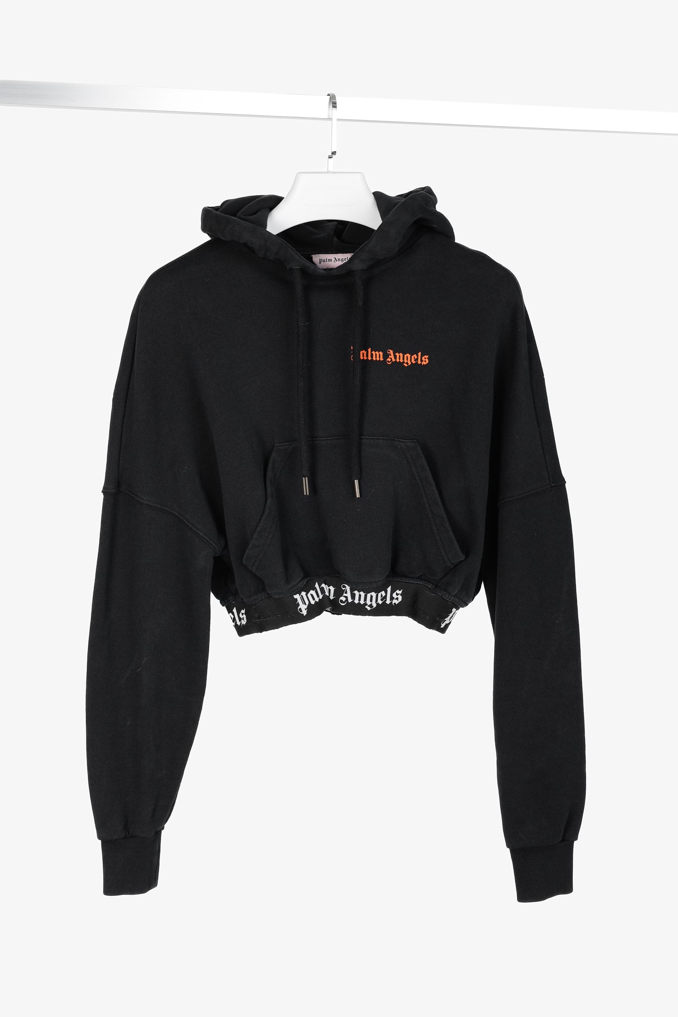 Palm Angels Summer 2019 Black Cropped Logo Print Hoodie