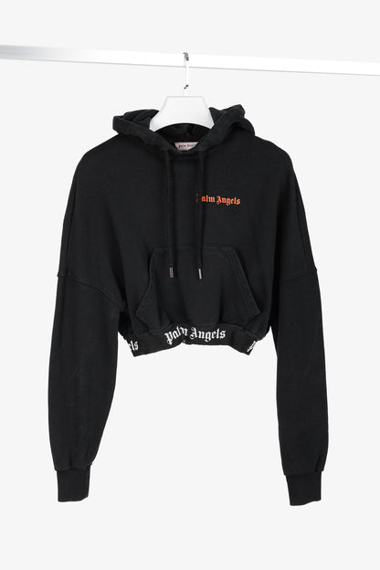 Palm Angels Summer 2019 Black Cropped Logo Print Hoodie