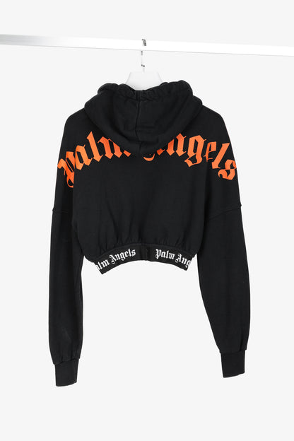 Palm Angels Summer 2019 Black Cropped Logo Print Hoodie