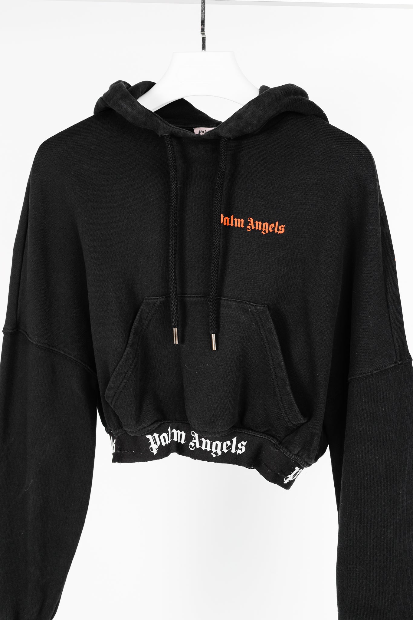 Palm Angels Summer 2019 Black Cropped Logo Print Hoodie