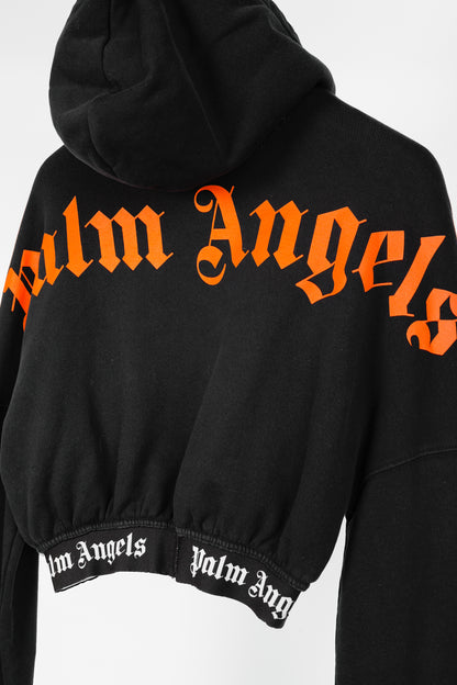 Palm Angels Summer 2019 Black Cropped Logo Print Hoodie