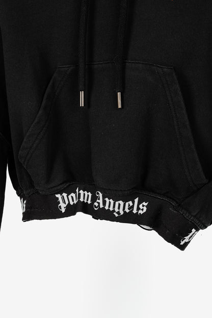 Palm Angels Summer 2019 Black Cropped Logo Print Hoodie