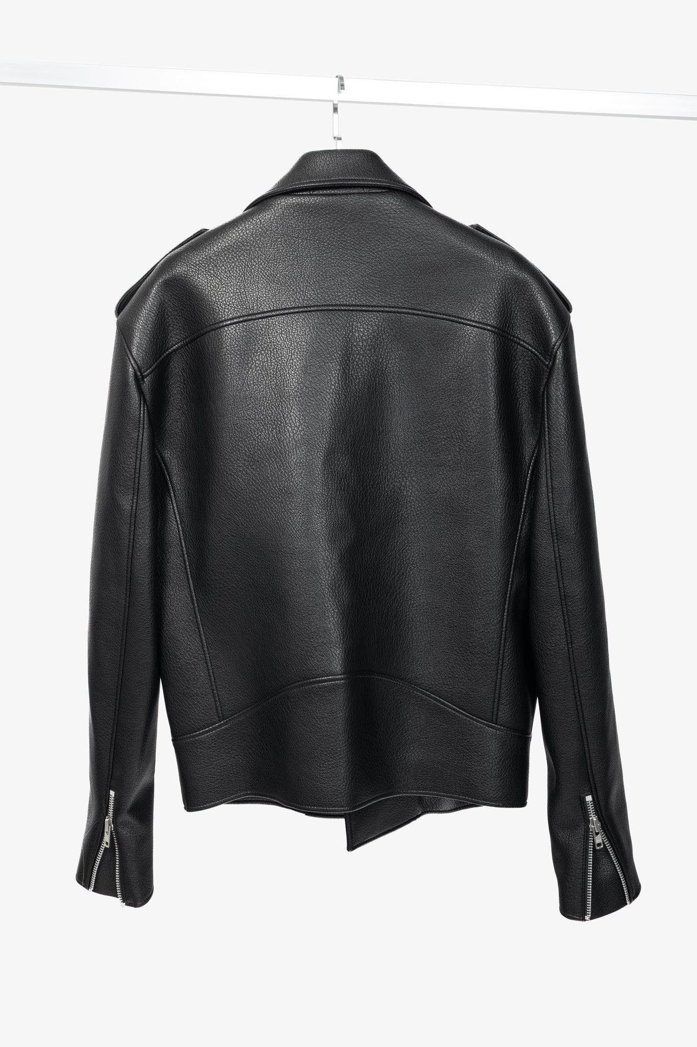 paper moon Black Oversized Chunky Zipper Vegan Leather Biker Jacket