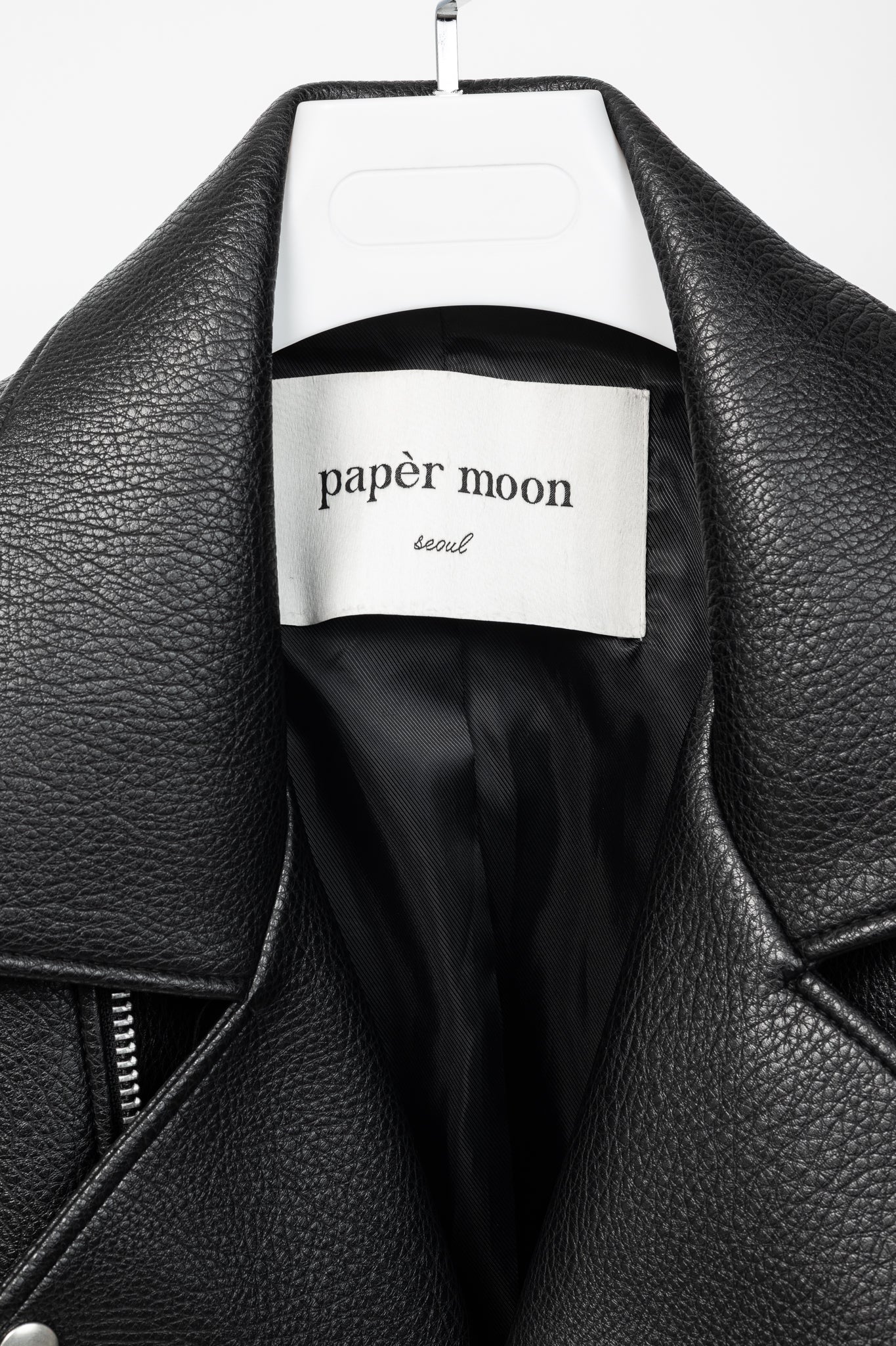 paper moon Black Oversized Chunky Zipper Vegan Leather Biker Jacket