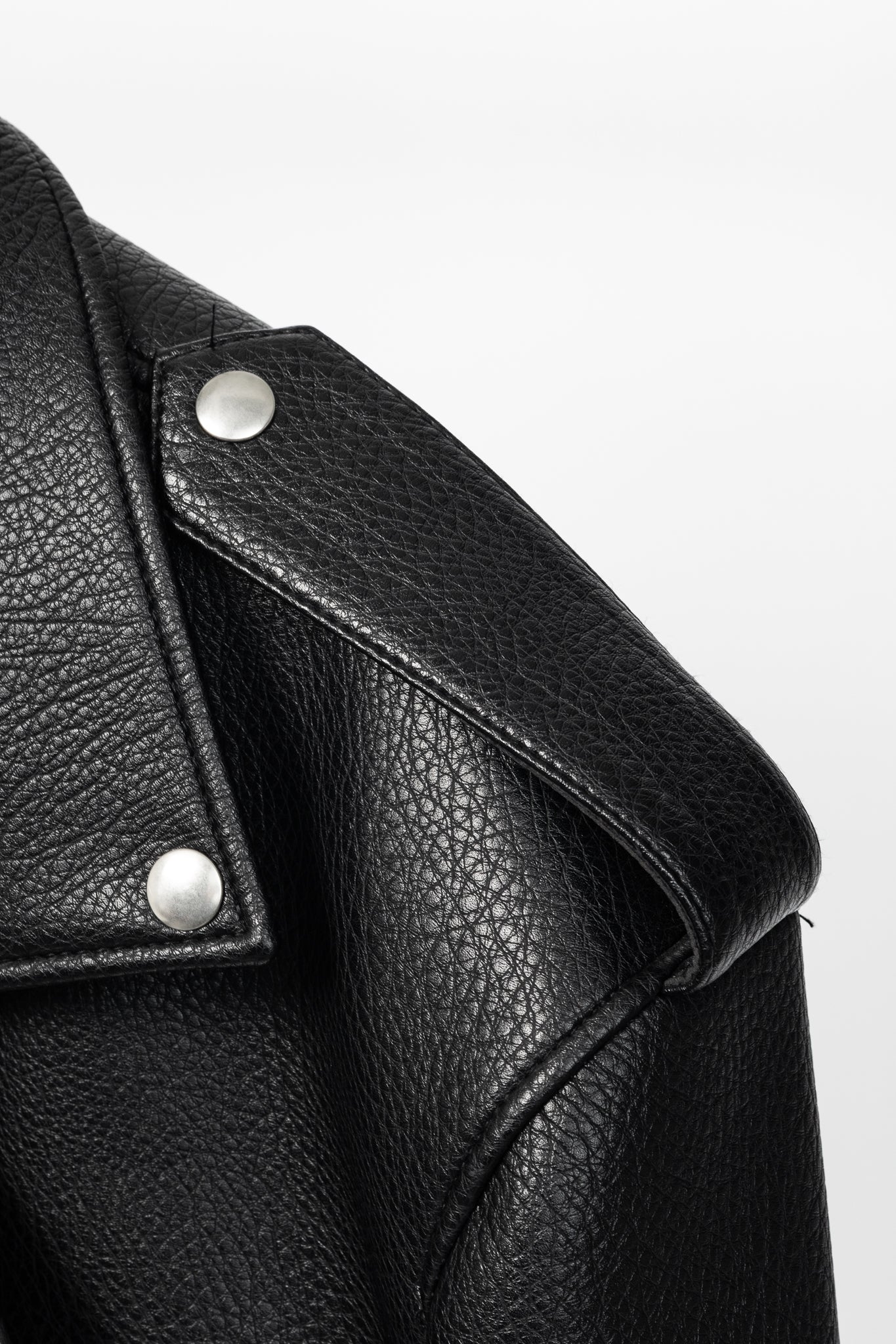 paper moon Black Oversized Chunky Zipper Vegan Leather Biker Jacket