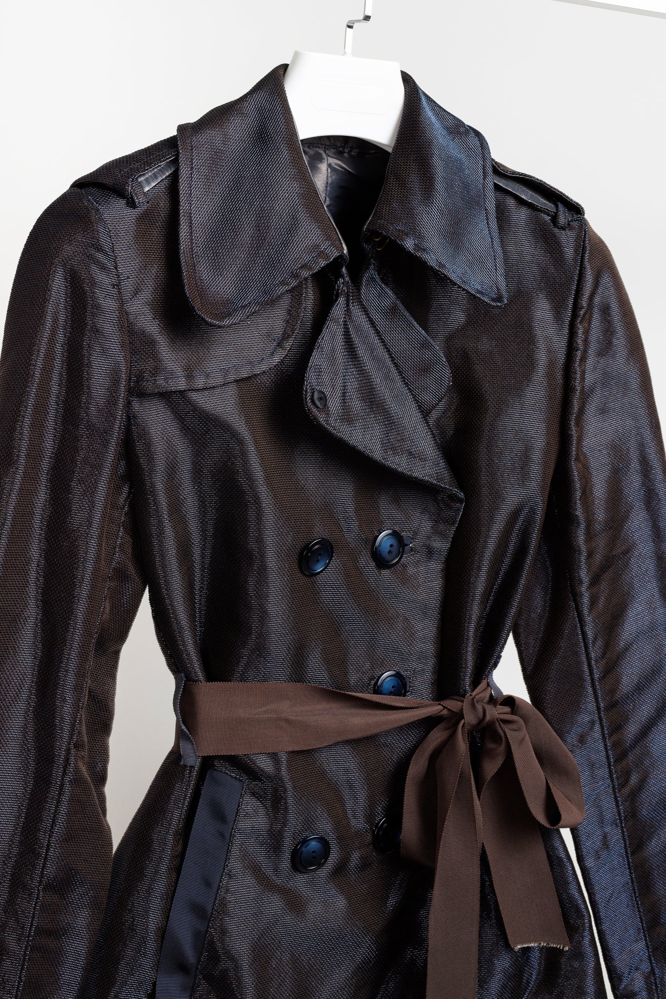 Paul Hardy Chapter 14 Gunmetal Blue Ribbon Trim Trench Coat