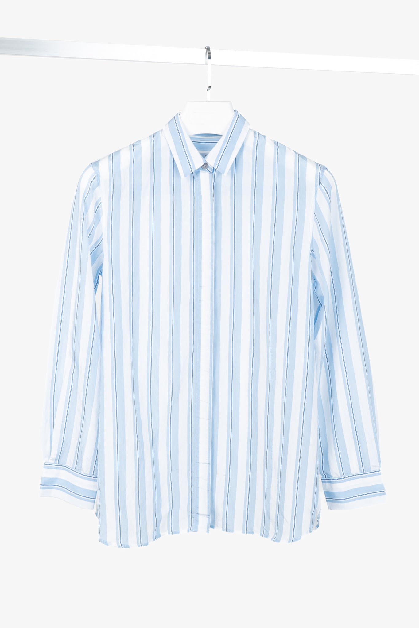 PS Paul Smith Blue & White Striped Buttoned-Back Shirt
