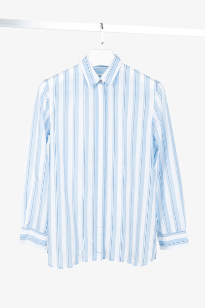 PS Paul Smith Blue & White Striped Buttoned-Back Shirt
